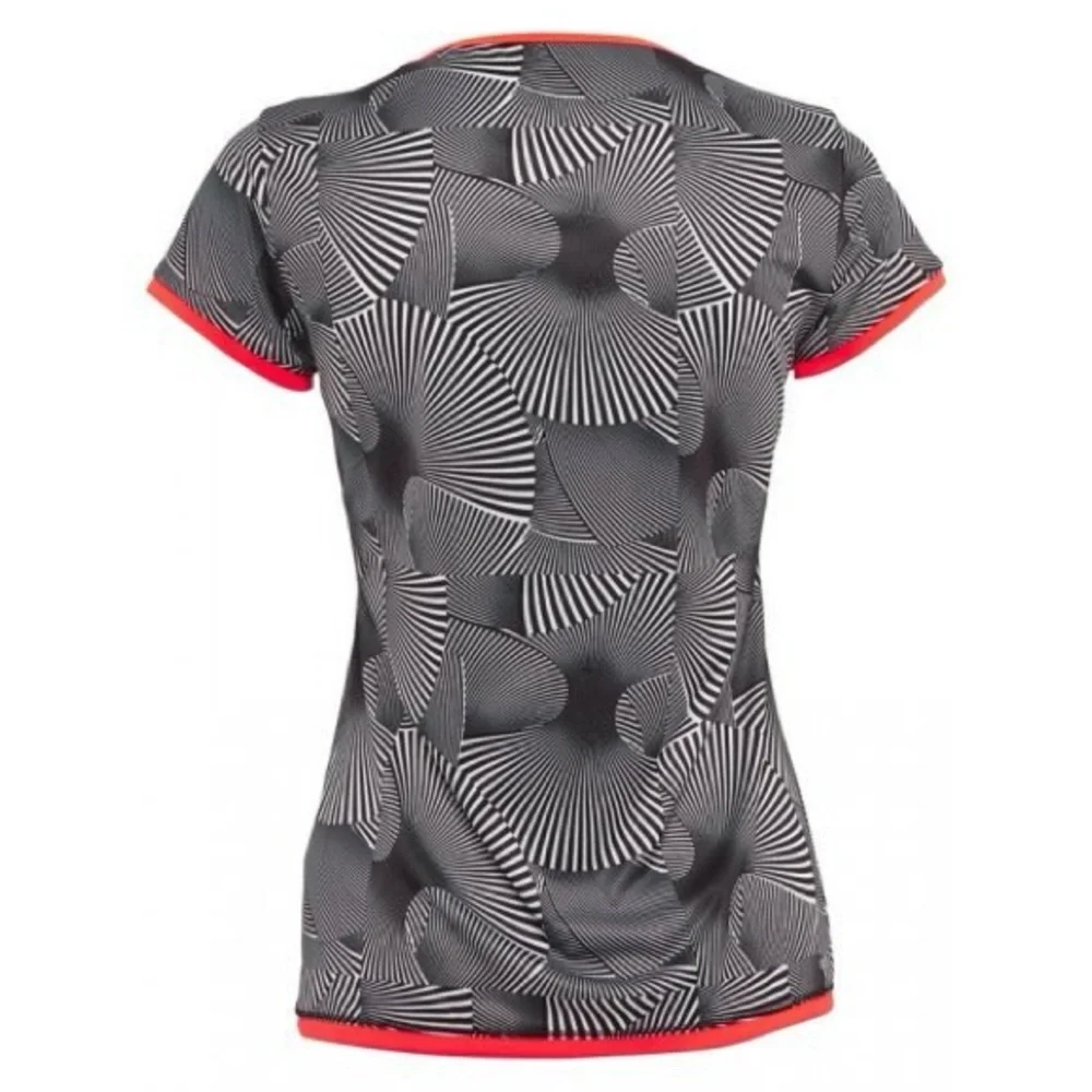 LOTTO Tech Tennis Tee Short Sleeve T-Shirt Black White Orange Trim Size Medium - Picture 5 of 12